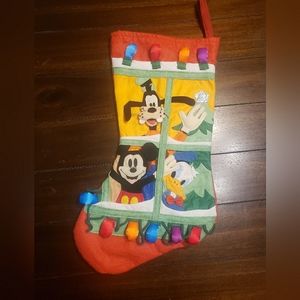 Disney Store 1995 3D Christmas at our House Stocking Mickey Donald Goofy
